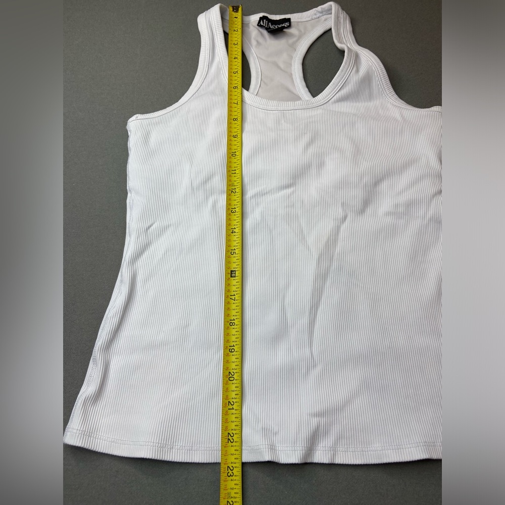 ALL ACCESS White Ribbed‎ Racerback Tank with shelf bra Size Large - Picture 6 of 6